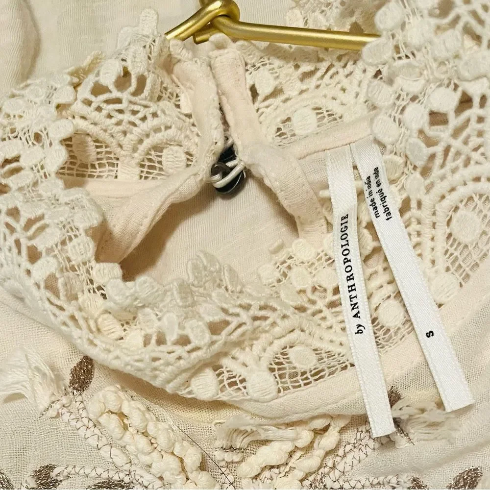 Anthropologie Embellished Sleeve Blouse NWOT